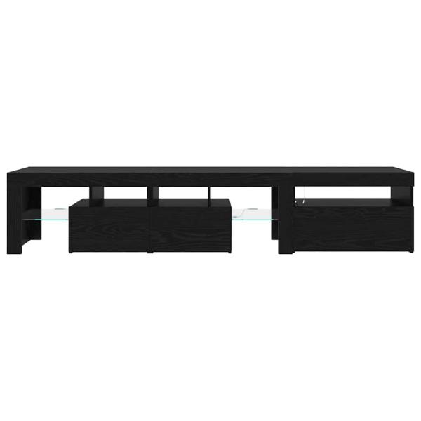 TV-Schränke 2 Stück mit LED-Lichtern aus schwarzem Eichenholz, TV-Stand aus schwarzem Eichenholz mit LED-Lichtern, 60x35x40 cm, aus Holzwerkstoff