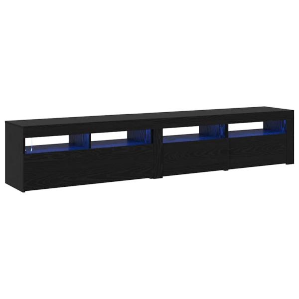 TV-Schränke 2 Stück mit LED-Lichtern Schwarz Eiche, TV-Ständer mit LED-Lichtern - Schwarz, 90x35x40 cm, aus Holzwerkstoff