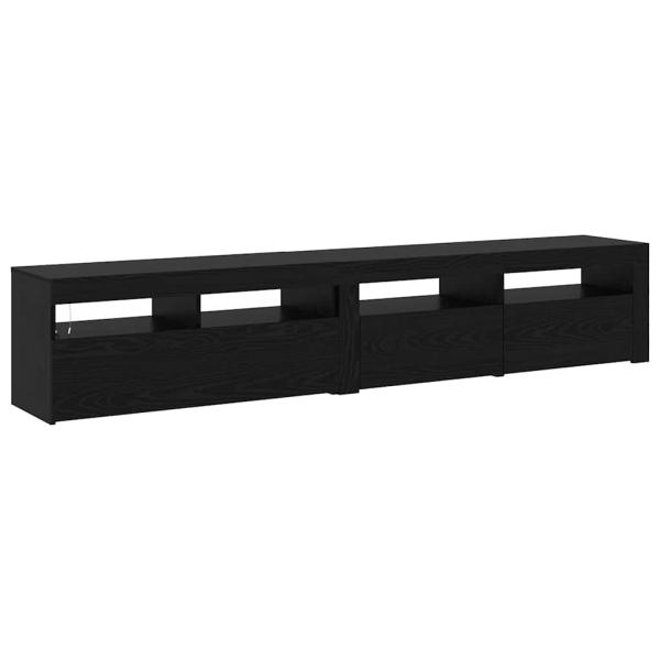 TV-Schränke 2 Stück mit LED-Lichtern Schwarz Eiche, TV-Ständer mit LED-Lichtern - Schwarz, 90x35x40 cm, aus Holzwerkstoff
