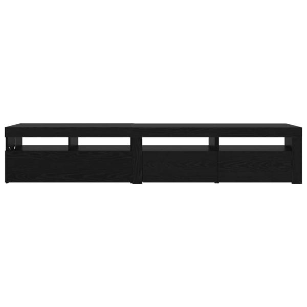 TV-Schränke 2 Stück mit LED-Lichtern Schwarz Eiche, TV-Ständer mit LED-Lichtern - Schwarz, 90x35x40 cm, aus Holzwerkstoff