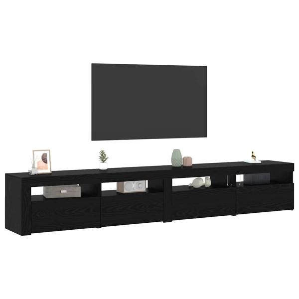 3-teiliges TV Schrank Set mit LED Lichtern Schwarze Eiche Ingenie Holz, TV Schränke mit LED Lichtern 2 Stk Schwarze Eiche 60x35x40 cm Ingenie Holz