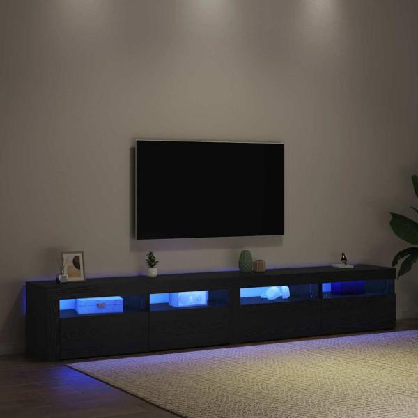 3-teiliges TV Schrank Set mit LED Lichtern Schwarze Eiche Ingenie Holz, TV Schränke mit LED Lichtern 2 Stk Schwarze Eiche 60x35x40 cm Ingenie Holz