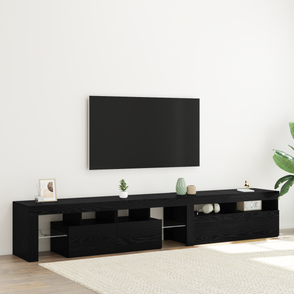 TV-Schränk 2 Stk. Schwarz Eichen-Optik Holzwerkstoff