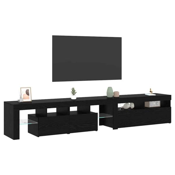 TV-Schränke 2 Stück mit LED-Lichtern Schwarze Eiche Holzwerkstoff, TV-Ständer mit LED-Lichtern - Schwarze Eiche, 90x35x40 cm, aus Holzwerkstoff
