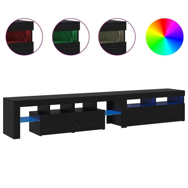 TV-Schränke 2 Stück mit LED-Lichtern Schwarze Eiche Holzwerkstoff, TV-Ständer mit LED-Lichtern - Schwarze Eiche, 90x35x40 cm, aus Holzwerkstoff