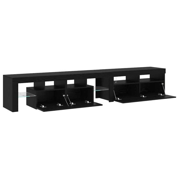 TV-Schränke 2 Stück mit LED-Lichtern Schwarze Eiche Holzwerkstoff, TV-Ständer mit LED-Lichtern - Schwarze Eiche, 90x35x40 cm, aus Holzwerkstoff
