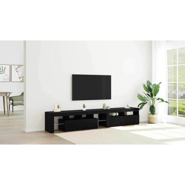TV-Schränke 2 Stück mit LED-Lichtern Schwarze Eiche Holzwerkstoff, TV-Ständer mit LED-Lichtern - Schwarze Eiche, 90x35x40 cm, aus Holzwerkstoff