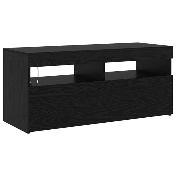 TV-Schränke 2 Stück mit LED-Lichtern Schwarze Eiche Holzwerkstoff, TV-Ständer mit LED-Lichtern - Schwarze Eiche, 90x35x40 cm, aus Holzwerkstoff