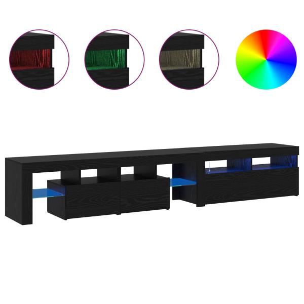 TV-Schränke 2 Stück mit LED-Lichtern Schwarze Eiche Holzwerkstoff, TV-Ständer mit LED-Lichtern - Schwarze Eiche, 90x35x40 cm, aus Holzwerkstoff