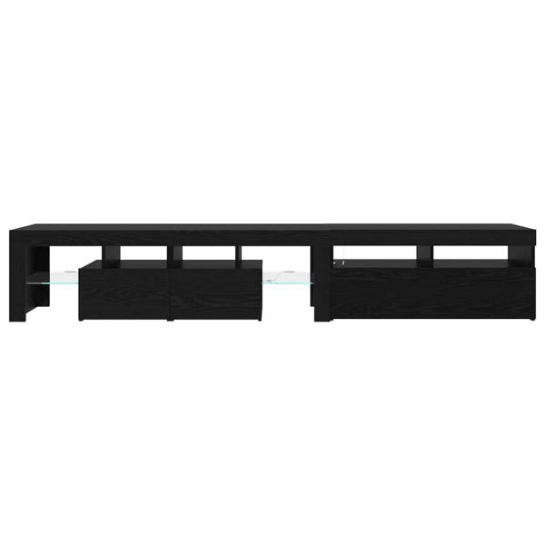 TV-Schränke 2 Stück mit LED-Lichtern Schwarze Eiche Holzwerkstoff, TV-Ständer mit LED-Lichtern - Schwarze Eiche, 90x35x40 cm, aus Holzwerkstoff