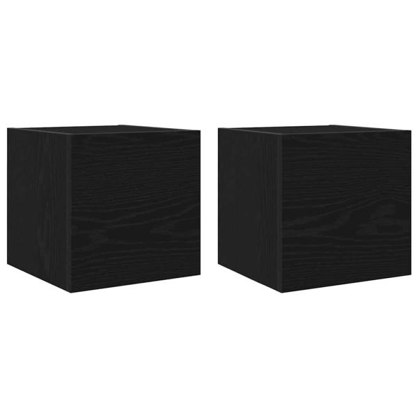 8-teiliges TV-Schranksystem Wandmontiert Schwarze Eiche Holzwerkstoff, Wandmontierte TV-Schränke 2 Stück Schwarze Eiche 30,5x30x30 cm, TV-Schränke 2 Stück Schwarze Eiche 100x30x30 cm Holzwerkstoff