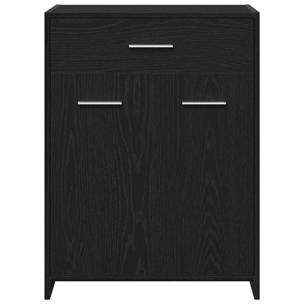 4-teiliges Badezimmermöbel Set, Schwarze Eiche, Spanplatte, Schwarzer Eichen Badezimmer Schrank 60x33x80 cm aus Spanplatte