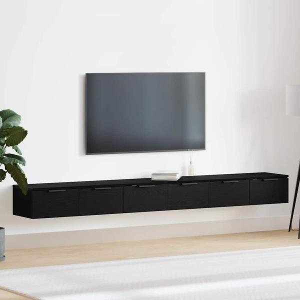 ARDEBO.de - Wandregale 2 Stk Schwarz Eiche 102x30x20 cm Holzwerkstoff