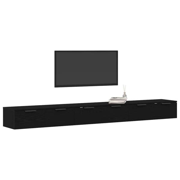 Wandregale 2 Stk Schwarz Eiche 102x30x20 cm Holzwerkstoff