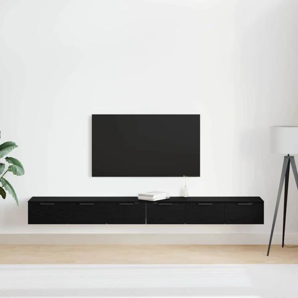 Wandregale 2 Stk Schwarz Eiche 102x30x20 cm Holzwerkstoff