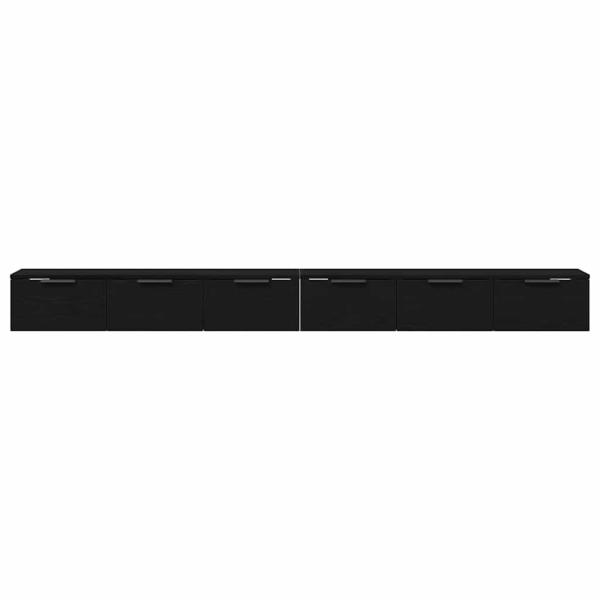 Wandregale 2 Stk Schwarz Eiche 102x30x20 cm Holzwerkstoff