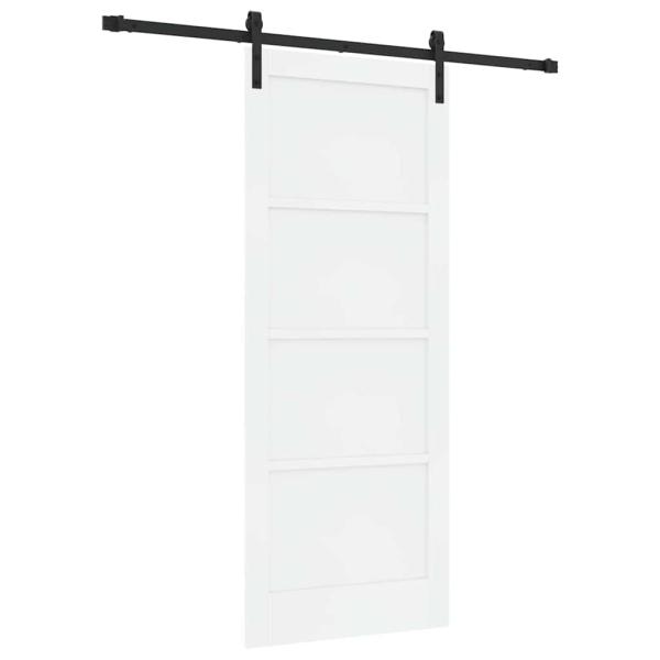 Schiebetür mit Beschlagset Weiß 83x202 cm Massivholz Kiefer, Innentür 'ORKDAL'Weiß 83x202x4 cm Massivholz Kiefer