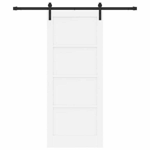 Schiebetür mit Beschlagset Weiß 83x202 cm Massivholz Kiefer, Innentür 'ORKDAL'Weiß 83x202x4 cm Massivholz Kiefer