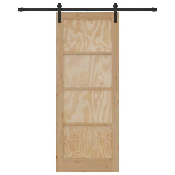 Schiebetür mit Zubehörset 83x211 cm aus massivem Kiefernholz, Innentür "ORKDAL" 83x211x4 cm aus massivem Kiefernholz