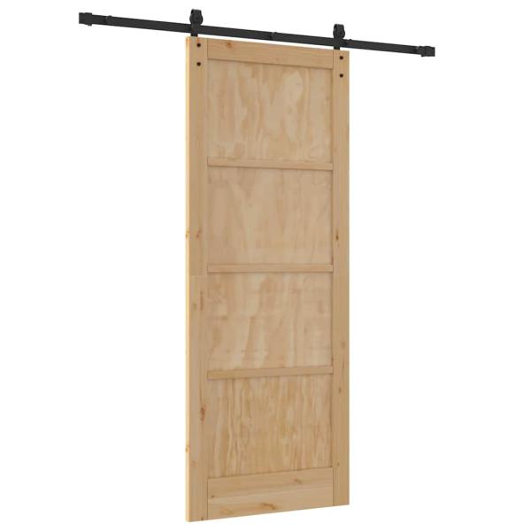 Schiebetür mit Zubehörset 83x211 cm aus massivem Kiefernholz, Innentür "ORKDAL" 83x211x4 cm aus massivem Kiefernholz