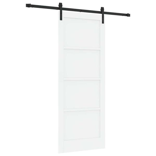 Schiebetür mit Zubehör-Set Weiß 83x211 cm Massivholz Kiefer, Innentür 'ORKDAL'Weiß 83x211x4 cm Massivholz Kiefer