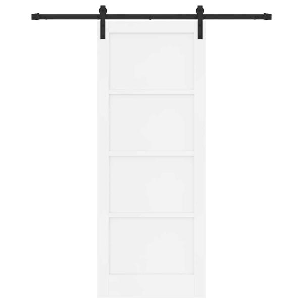 Schiebetür mit Zubehör-Set Weiß 83x211 cm Massivholz Kiefer, Innentür 'ORKDAL'Weiß 83x211x4 cm Massivholz Kiefer