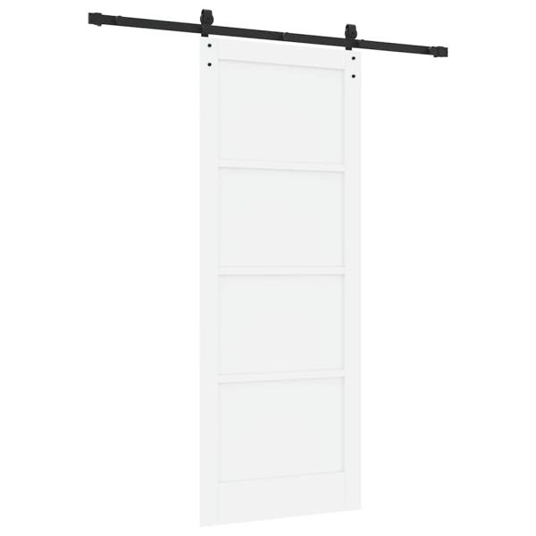 Schiebetür mit Zubehör-Set Weiß 83x211 cm Massivholz Kiefer, Innentür 'ORKDAL'Weiß 83x211x4 cm Massivholz Kiefer