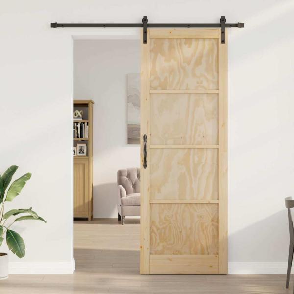 Schiebetür mit Hardware Set 83x232 cm Massivholz Kiefer, Innentür 'ORKDAL'83x232x4 cm Massivholz Kiefer