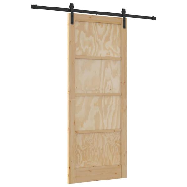 Schiebetür mit Beschlagsatz 86x211 cm aus massivem Kiefernholz, Innentür 'ORKDAL'86x211x4 cm aus massivem Kiefernholz