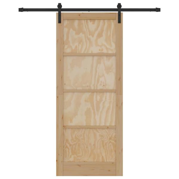 Schiebetür mit Beschlagsatz 86x211 cm aus massivem Kiefernholz, Innentür 'ORKDAL'86x211x4 cm aus massivem Kiefernholz