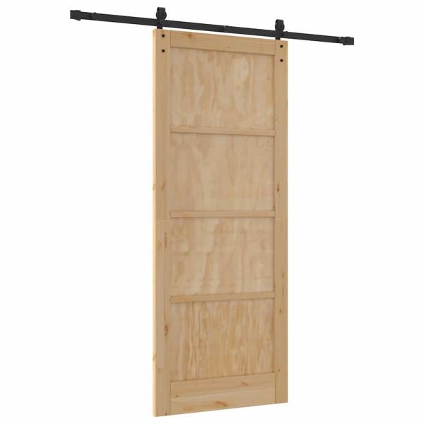 Schiebetür mit Beschlagsatz 86x211 cm aus massivem Kiefernholz, Innentür 'ORKDAL'86x211x4 cm aus massivem Kiefernholz
