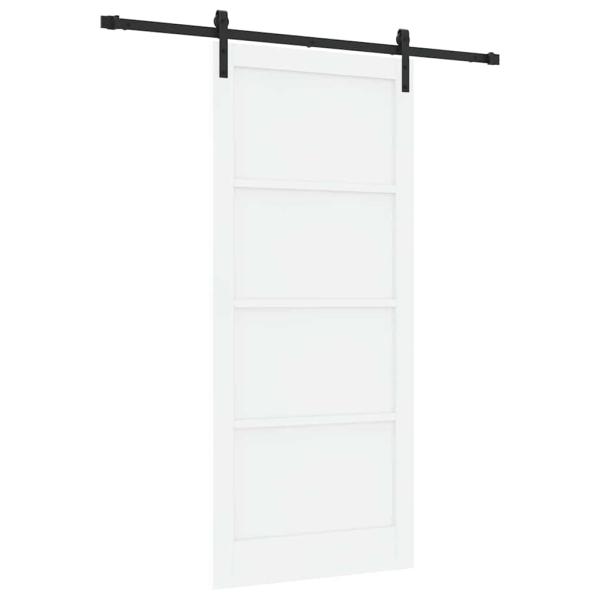Schiebetür mit Zubehör-Set Weiß 93x211 cm Massivholz Kiefer, Innentür 'ORKDAL'Weiß 93x211x4 cm Massivholz Kiefer