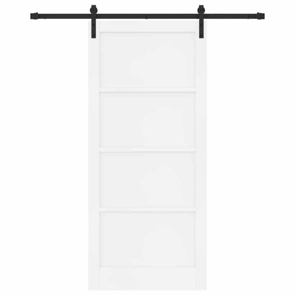 Schiebetür mit Zubehör-Set Weiß 93x211 cm Massivholz Kiefer, Innentür 'ORKDAL'Weiß 93x211x4 cm Massivholz Kiefer