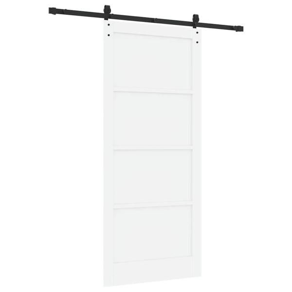 Schiebetür mit Zubehör-Set Weiß 93x211 cm Massivholz Kiefer, Innentür 'ORKDAL'Weiß 93x211x4 cm Massivholz Kiefer