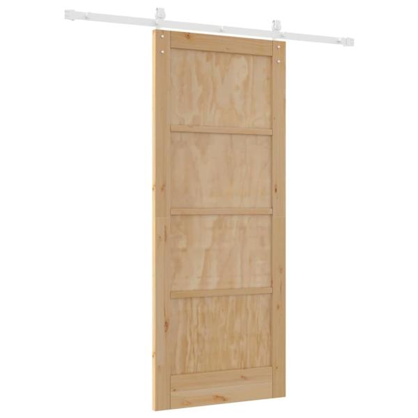 Schiebetür mit Beschlägen 83x202 cm aus massivem Kiefernholz, Innentür 'ORKDAL'83x202x4 cm aus massivem Kiefernholz