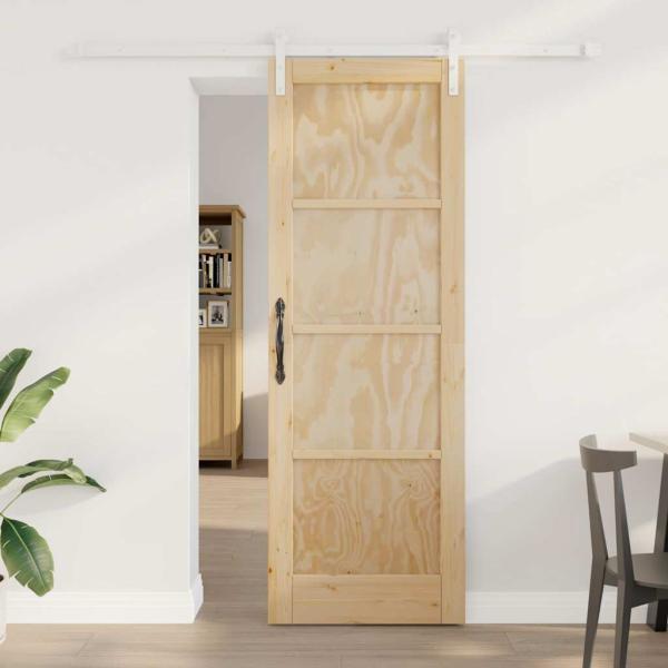 ARDEBO.de - Schiebetür mit Hardware-Set 73,5x211 cm Vollholzkiefer, Innentür 'ORKDAL'73,5x211x4 cm Vollholzkiefer
