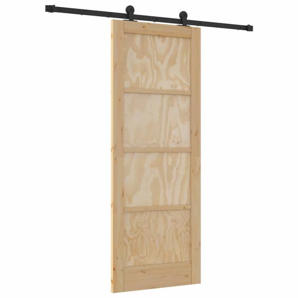 Schiebetür mit Beschlagsatz 78x202 cm aus massivem Kiefernholz, Innentür 'ORKDAL'78x202x4 cm aus massivem Kiefernholz