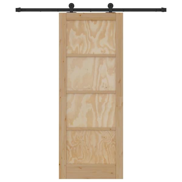 Schiebetür mit Beschlagsatz 78x202 cm aus massivem Kiefernholz, Innentür 'ORKDAL'78x202x4 cm aus massivem Kiefernholz