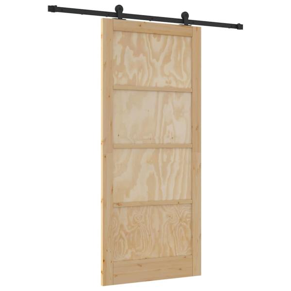 Schiebetür mit Zubehör 93x211 cm Solides Holz Kiefer, Innentür 'ORKDAL'93x211x4 cm Solides Holz Kiefer