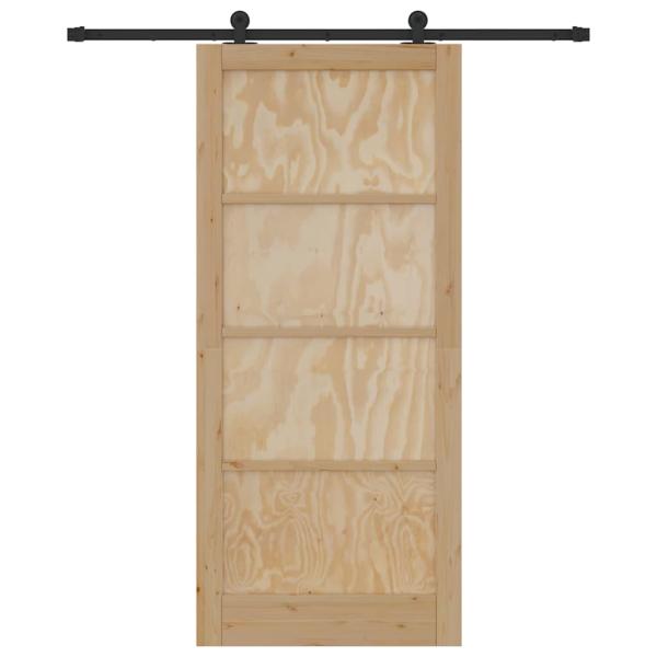 Schiebetür mit Zubehör 93x211 cm Solides Holz Kiefer, Innentür 'ORKDAL'93x211x4 cm Solides Holz Kiefer