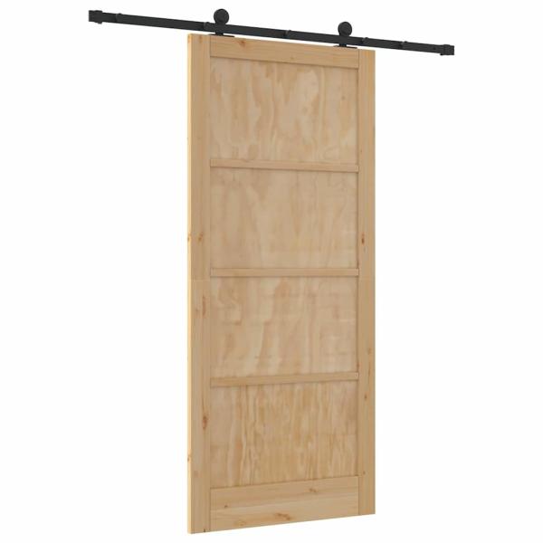 Schiebetür mit Zubehör 93x211 cm Solides Holz Kiefer, Innentür 'ORKDAL'93x211x4 cm Solides Holz Kiefer