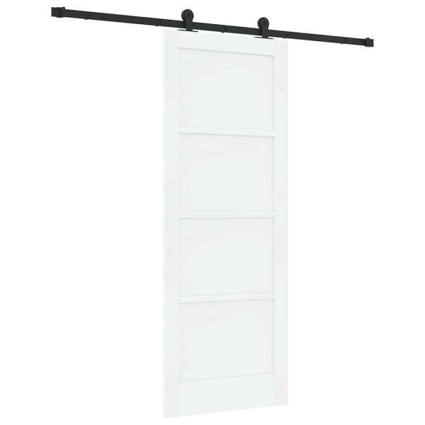 Schiebetür mit Hardware Set Weiß 78x202 cm Massivholz Kiefer, Innentür 'ORKDAL'Weiß 78x202x4 cm Massivholz Kiefer