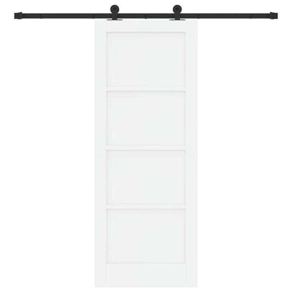 Schiebetür mit Hardware Set Weiß 78x202 cm Massivholz Kiefer, Innentür 'ORKDAL'Weiß 78x202x4 cm Massivholz Kiefer
