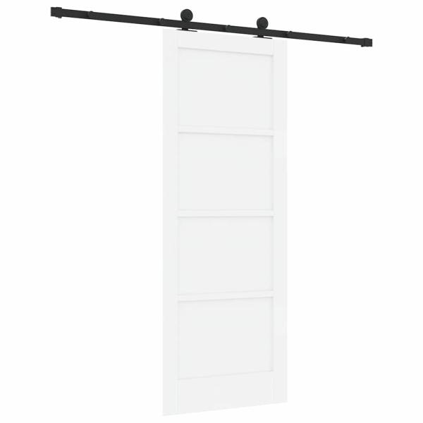Schiebetür mit Hardware Set Weiß 78x202 cm Massivholz Kiefer, Innentür 'ORKDAL'Weiß 78x202x4 cm Massivholz Kiefer