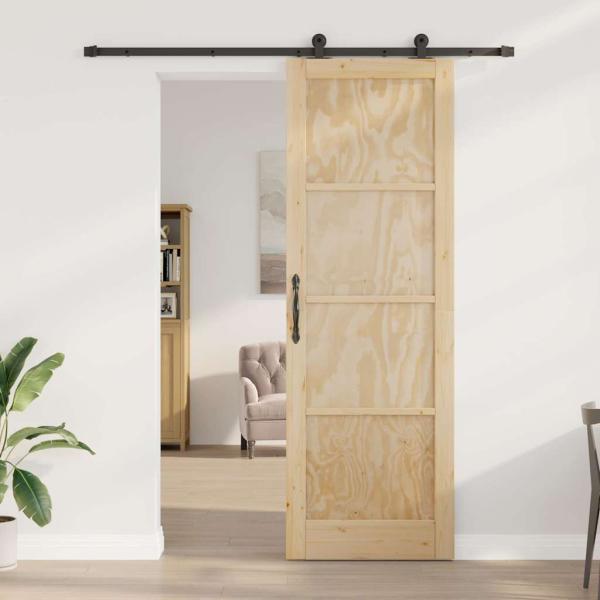 Schiebetür mit Hardware-Set 78x232 cm aus massivem Kiefernholz, Innentür 'ORKDAL'78x232x4 cm aus massivem Kiefernholz