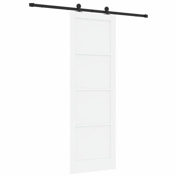 Schiebetür mit Beschlag-Set Weiß 78x232 cm Massivholz Kiefer, Innentür 'ORKDAL'Weiß 78x232x4 cm Massivholz Kiefer