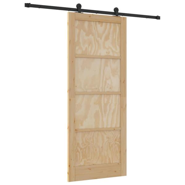 Schiebetür mit Hardware Set 86 x 211 cm aus solidem Kiefernholz, Innentür 'ORKDAL'86 x 211 x 4 cm aus solidem Kiefernholz
