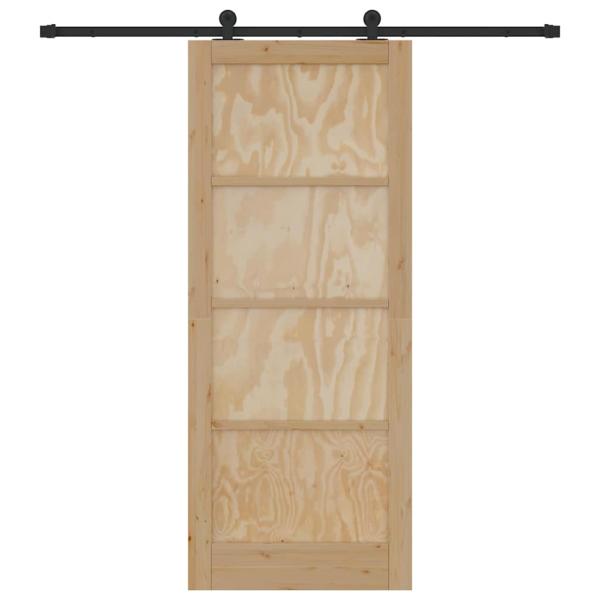 Schiebetür mit Hardware Set 86 x 211 cm aus solidem Kiefernholz, Innentür 'ORKDAL'86 x 211 x 4 cm aus solidem Kiefernholz