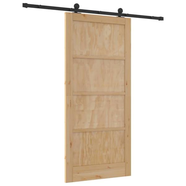 Schiebetür mit Montageset 93x202 cm aus robustem Kiefernholz, Innentür