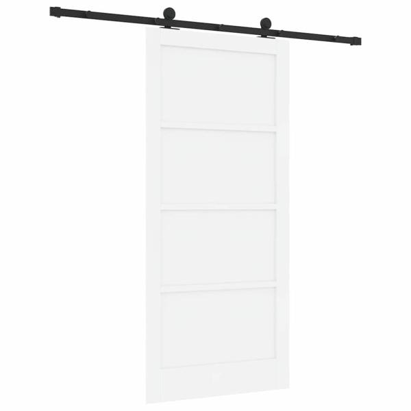 Schiebetür mit Hardware-Set Weiß 93x202 cm Massivholz Kiefer, Innentür ?ORKDAL? Weiß 93x202x4 cm Massivholz Kiefer